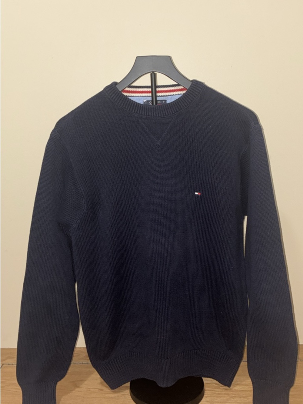 Tommy Hilfiger Navy Crewneck Sweater with Flag Detail